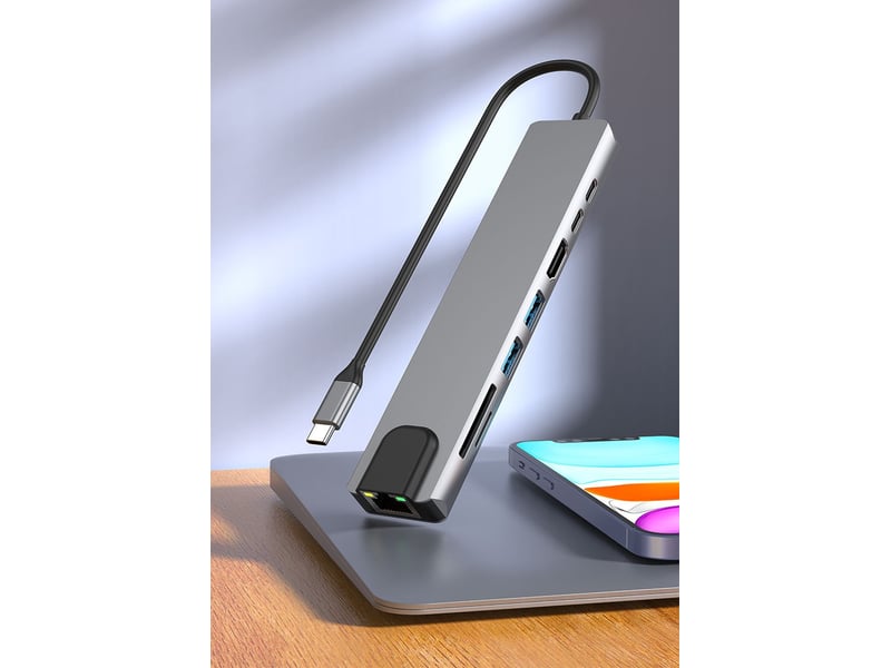  Station d'accueil 8 en 1 gigabit ethernet usb type-c pd100w  - Conforama E