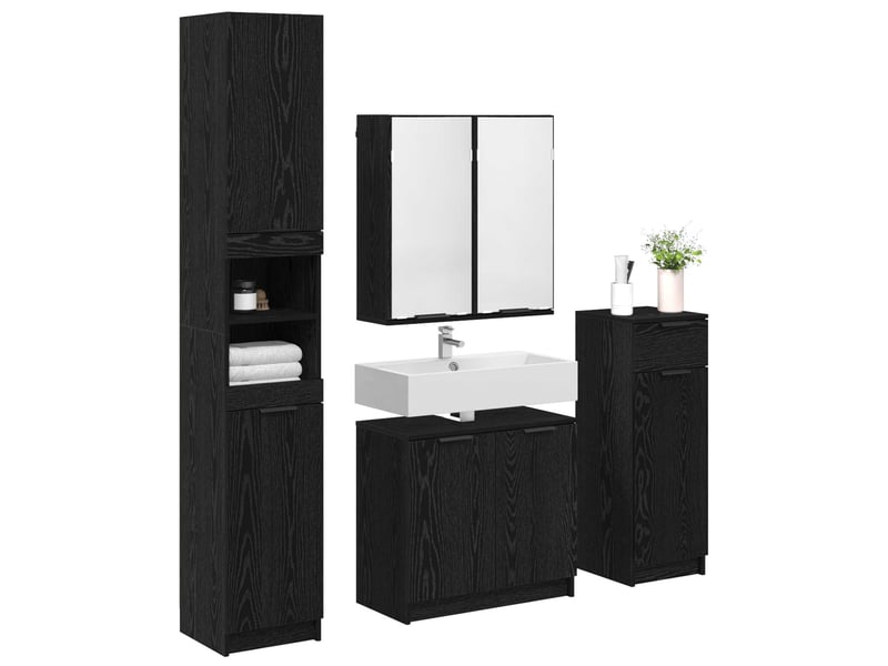  Ensemble de mobilier de salle de bain 4 pc chêne noir cf64515  - Conforama C