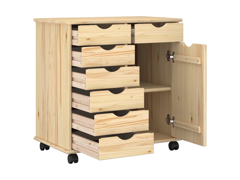  Caisson roulant de bureau 63,5 x 39 x 65,5 cm bois de pin massif marron shl5057  - Conforama C