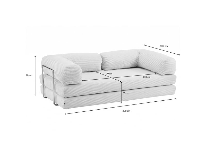  Canapé convertible compressé 3 places en velours côtelé vert - buddy Buddy - Conforama C