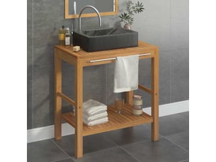 Armoire de toilette en teck solide avec lavabo en marbre noir cf65589