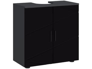 Meuble sous lavabo pour lavabo sur colonne noir, 2 portes, 60 x 30 x 60 cm