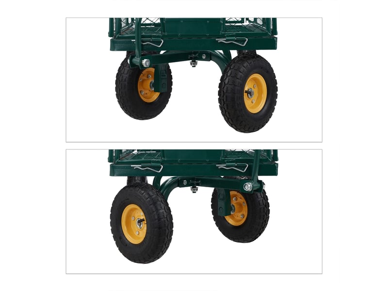  Chariot de transport mobile jardin 120 x 60 x 60 cm capacité 250 kg côtés rabattables en acier vert 13_0011078  - Conforama D