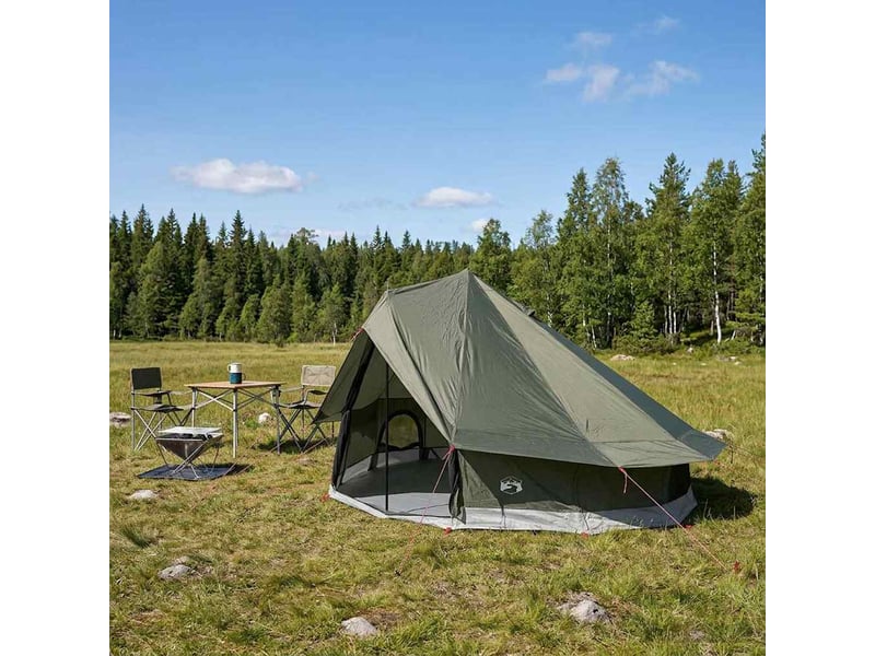  Tente tipi, tente de camping 18 personne vert armée polyester et acier  - Conforama B