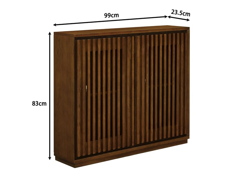  Buffet façade rainurée structure évidée deux ouvertures rangement bois de noyer  - Conforama C