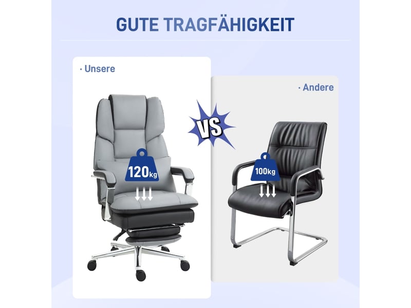  Chaise de bureau ergonomique,63x71x123-129 cm,similicuir,gris et noir  - Conforama D
