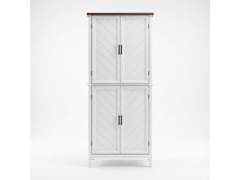  Buffet de cuisine haut 4 portes 4 étagères réglables mdf blanc 76x40x178.5 cm T5828S00055 - Conforama A