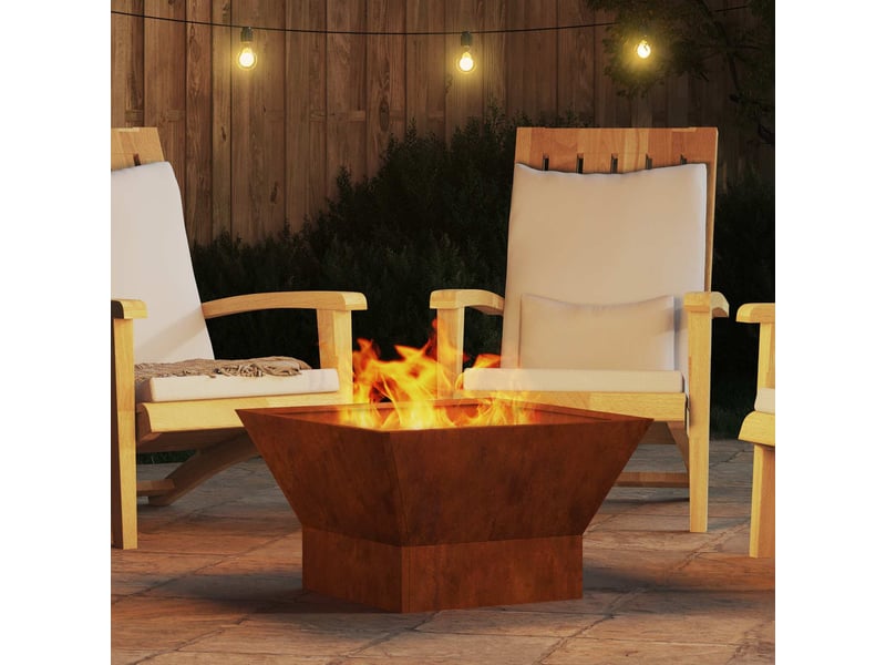 Brasero exterieur, foyer camping rouillé 60x60x35 cm acier patiné - Conforama D