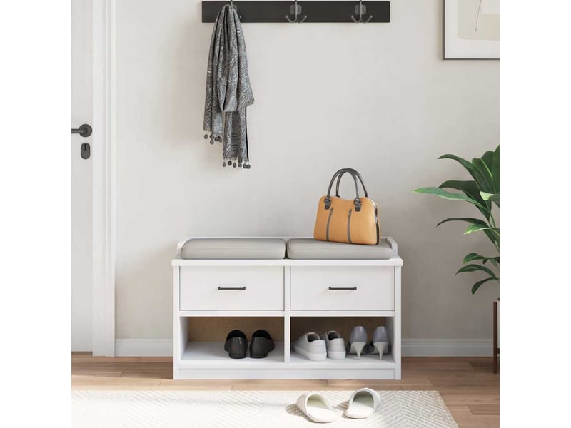  Banc de couloir, banc de rangement sandnes blanc 87x40x50 cm bois de pin massif shl75171  - Conforama D