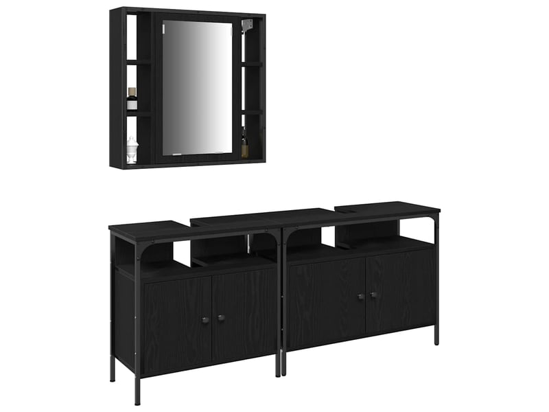  Ensembles de salle de bain, meubles de salle de bain 3 pc noir 80 x 30 x 60 cm cf64771  - Conforama C
