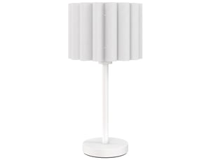 Lampe de table style rétro, lampe de chevet, abat-jour en plastique, interrupteur à bouton-poussoir, blanche