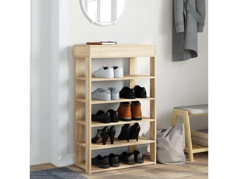  Meuble à chaussures, étagère à chaussures chêne sonoma 60x30x98 cm bois d'ingénierie  - Conforama C