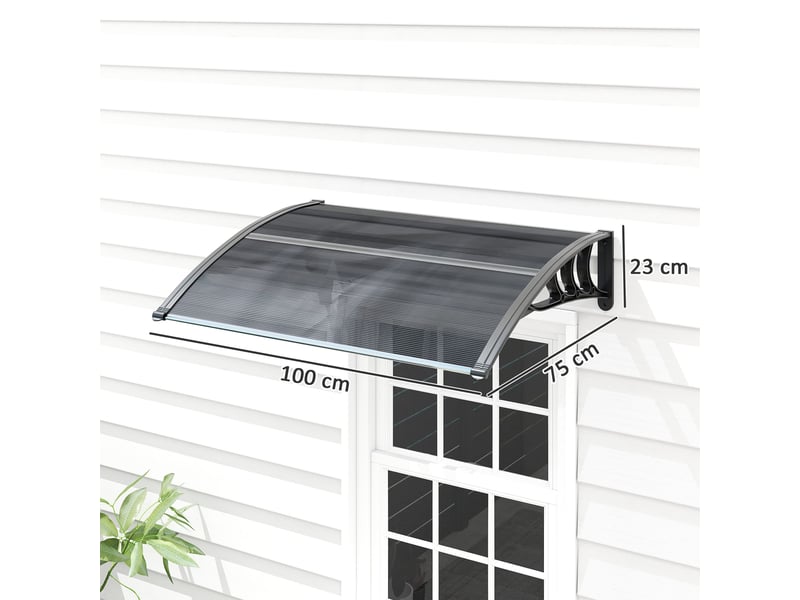  Auvent extérieur en polycarbonate anti-uv 100 x 80 cm pour portes et fenêtres  - Conforama E