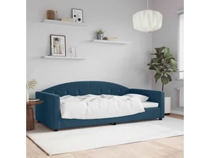 Lit adulte, lit simple, lit de repos sans matelas bleu 100x200cm velours cf19494