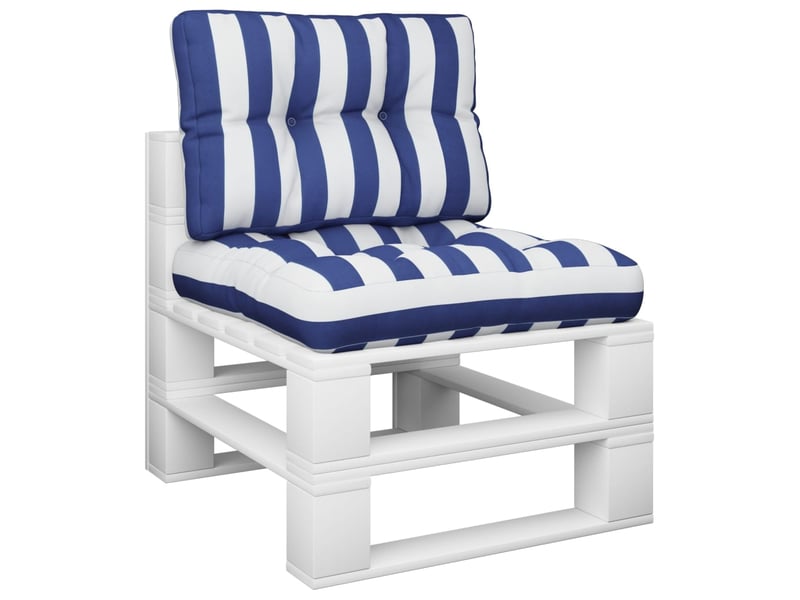  Lot de 2 coussins de palette, coussins de canapé rayures bleuesblanches tissu cf59594  - Conforama C