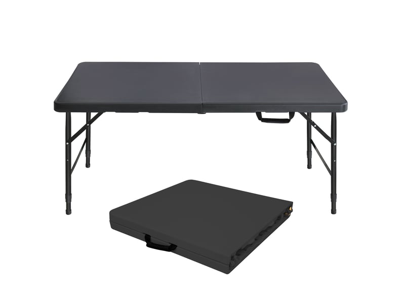 Table pliante 125x61x74 cm à hauteur réglable métal noir - Conforama A