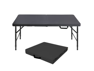 Table pliante 125x61x74 cm à hauteur réglable métal noir