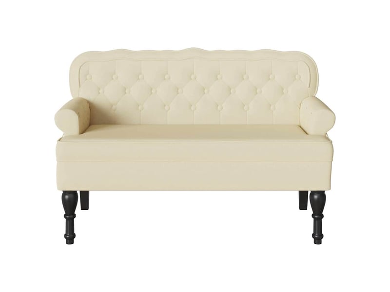 Banc chesterfield, canapé 2 places crème 119,5x64,5x75 cm cuir synthétique  - Conforama D