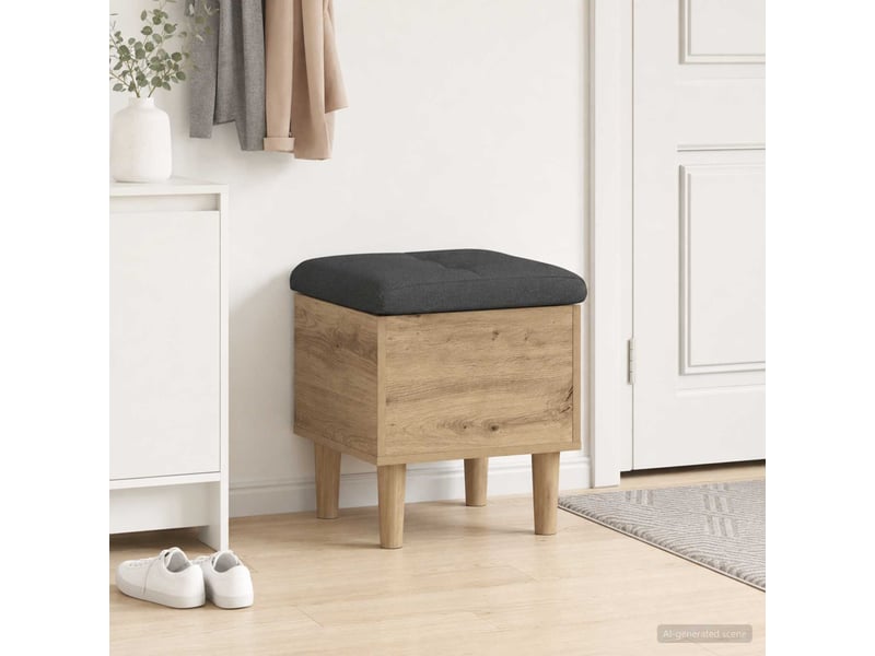  Banc chambre, banc de rangement avec coussin chêne artisanal 42x42x46 cm  - Conforama B