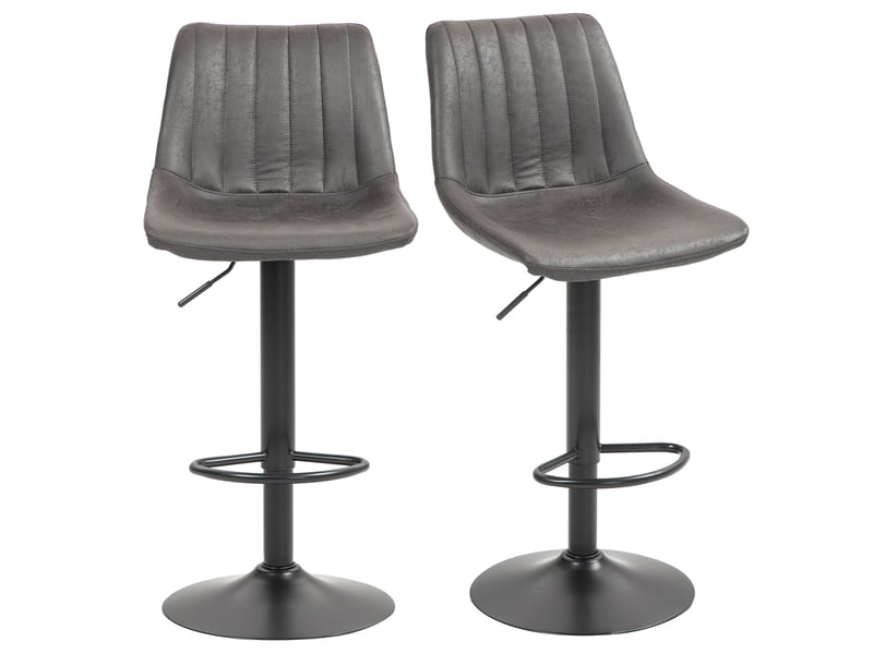  Ensemble de 2 tabourets de bar modernes avec dossier, repose-pieds et hauteur réglable, gris  - Conforama B