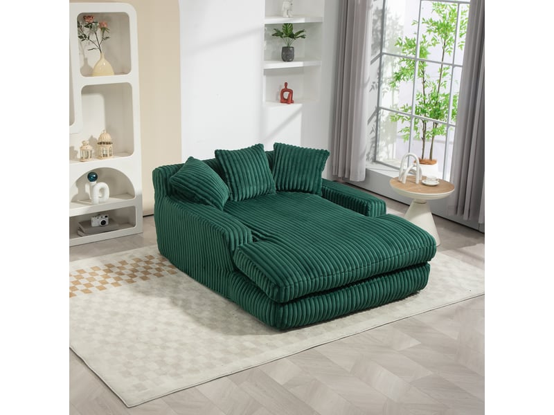 Canapé droit,canapé simple confortable en velours côtelé avec 3 oreillers moelleux,125x155x63,vert canapé vert - Conforama B