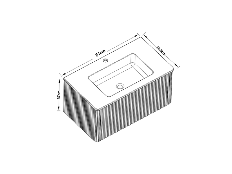  Meuble vasque suspendu 81 cm avec lavabo en résine minérale, chêne clair  - Conforama B