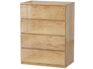 Commode 4 tiroirs sans poignées mdf coloris naturel 60 x 40 x 80 cm