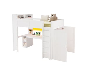 Lit mezzanine 90x200 cm <strong>SAPGAKS</strong> <strong></strong> coloris blanc