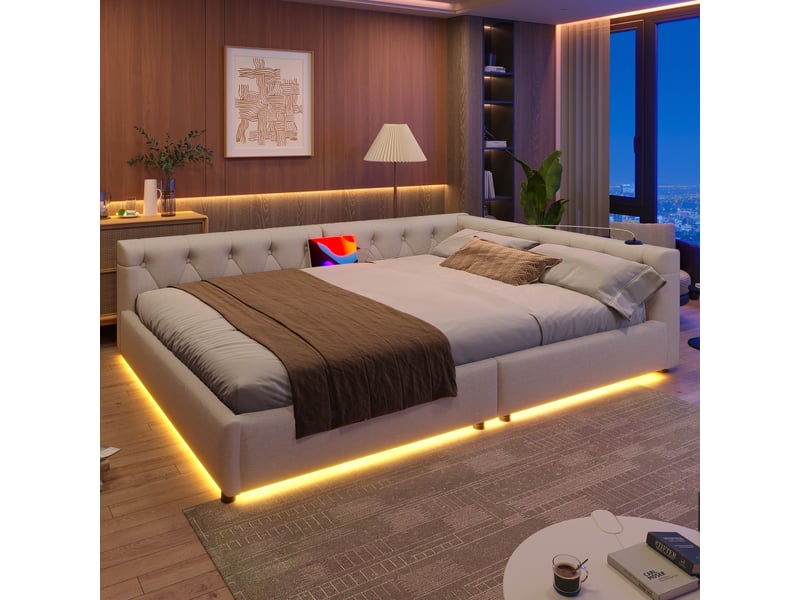  Lit convertible en lin beige 140x200 cm  - Conforama B