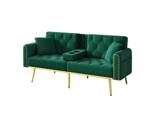 Canapé droit convertible <strong>MODENVIE</strong> <strong></strong> 2 places Velours vert