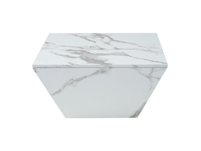  Table basse effet marbre blanc table de salon trapézoïdale 70x70x37cm avec 2 tiroirs design moderne  - Conforama W