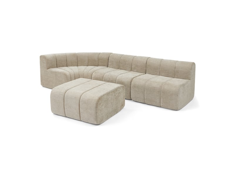  Canapé d’angle modulable 4 places en chenille marron, modules indépendants configurables pour salon et espace détente  - Conforama W