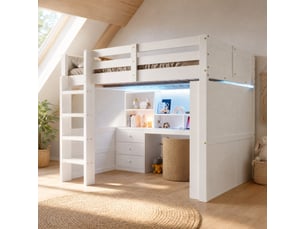 Lit mezzanine 140x200 cm <strong></strong>  <strong></strong> coloris blanc