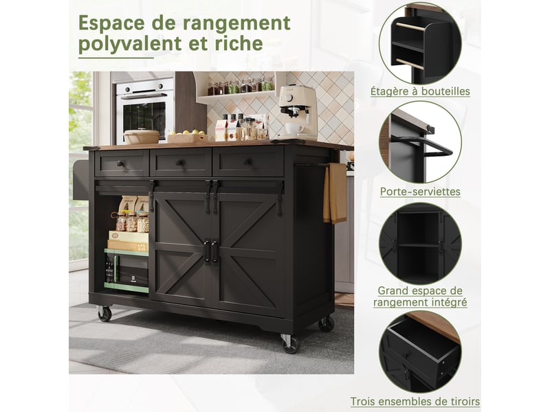  Desserte 2 portes 3 tiroirs coloris noir desserte noir - Conforama D