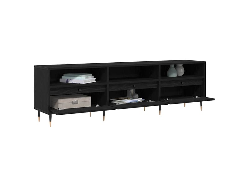  Meuble tv - banc tv - meuble de rangement 150 x 30 x 45 cm chêne noir bois d'ingénierie  - Conforama C