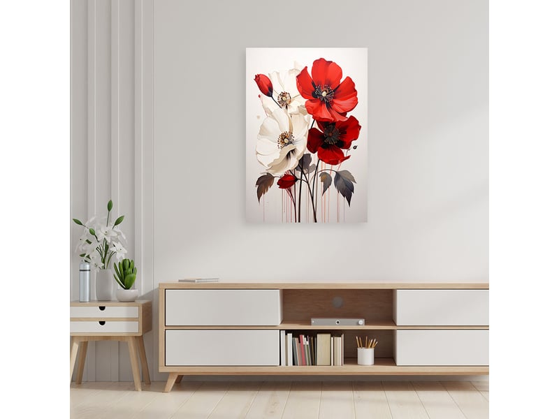 Tableaux, fleurs blanches et rouges dans une composition élégante 20x30 1328137507 - Conforama B