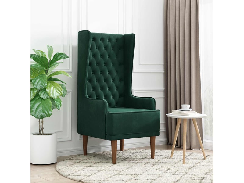 Vidaxl chaise à dossier haut avec boutons capitonnés vert foncé - Conforama B