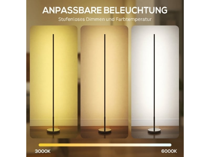Lampadaire led à température de couleur réglable, 20 x 20 x 150 cm, pour salon, chambre et bureau - Conforama C