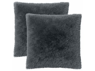 Lot de 2 coussins avec oreiller, coussins décoratifs heerlen anthracite fleece pv cf50372