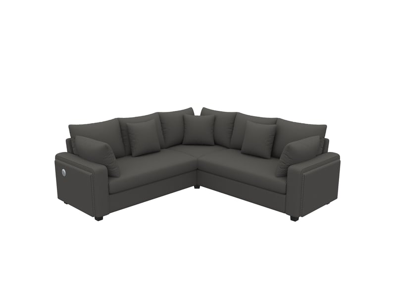  Canapé d'angle 198x198x83 cm led usb gris  - Conforama A