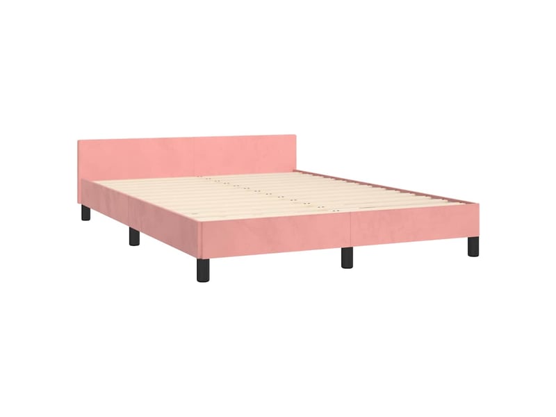  Lit double- lit adulte -  cadre de lit et tête de lit sans matelas rose 140x200cm velours  - Conforama C