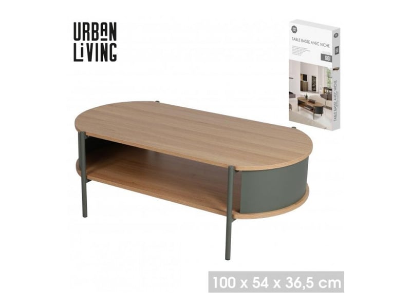 Table basse gigi avec niche - 100 x 54 x h36,5 cm - effet bois et noir - Conforama B