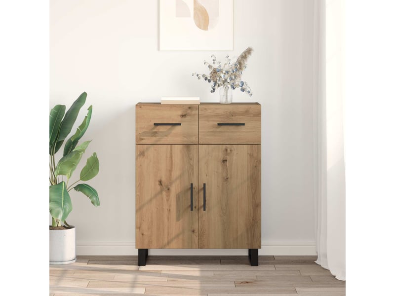  Buffet - bahut - meuble de rangement chêne artisanal 69,5 x 34 x 90 cm bois d'ingénierie  - Conforama D