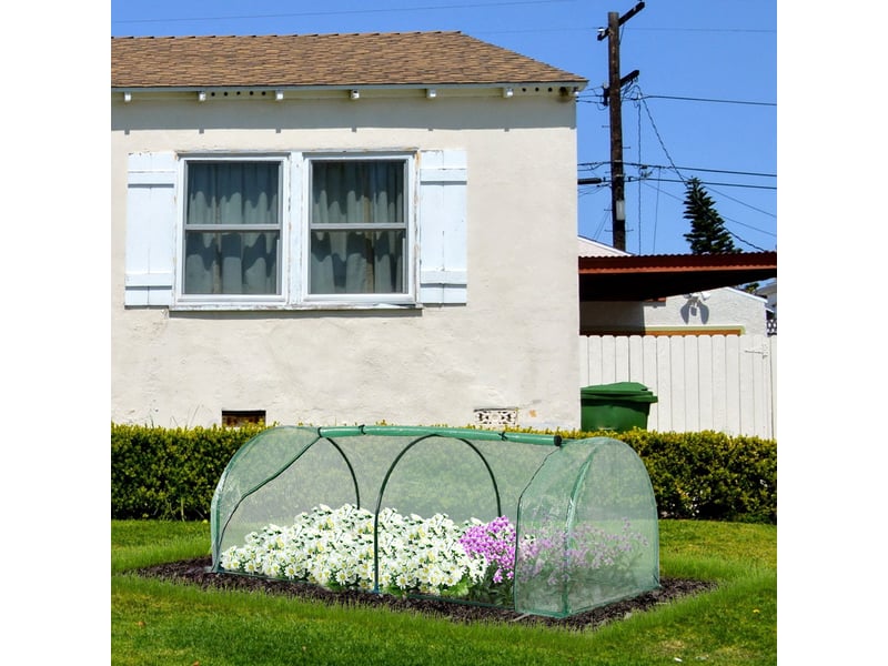  Serre, serre chaude avec porte, châssis froid, abri pour plantes, culture végétale, acier, plastique, 200 x 100 x 80 cm, verte  - Conforama C