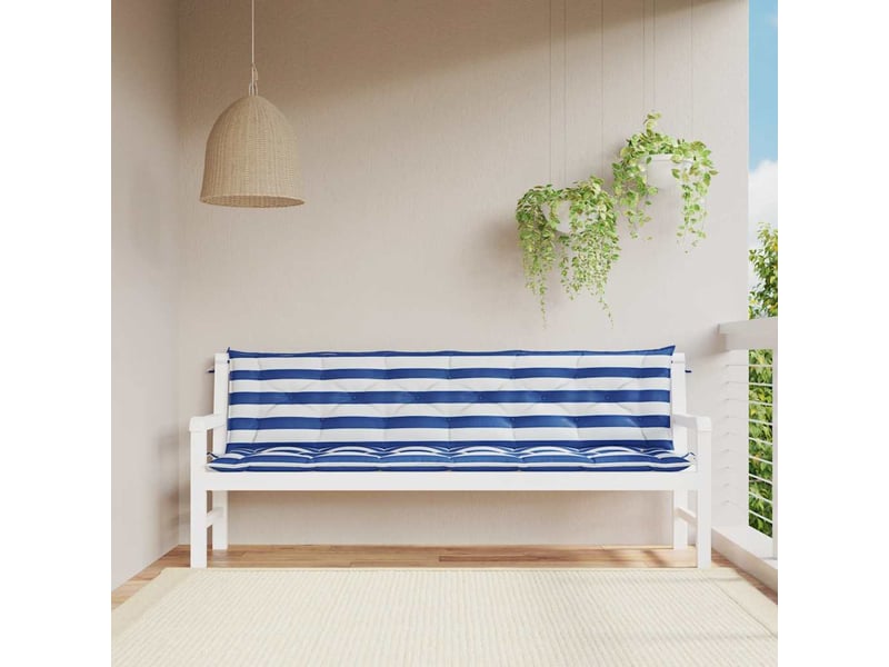  Lot de 2 coussins de banc de jardin, coussins d'assise rayures bleues et blanches cf58679  - Conforama B