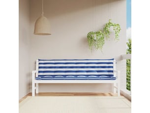 Lot de 2 coussins de banc de jardin, coussins d'assise rayures bleues et blanches cf58679