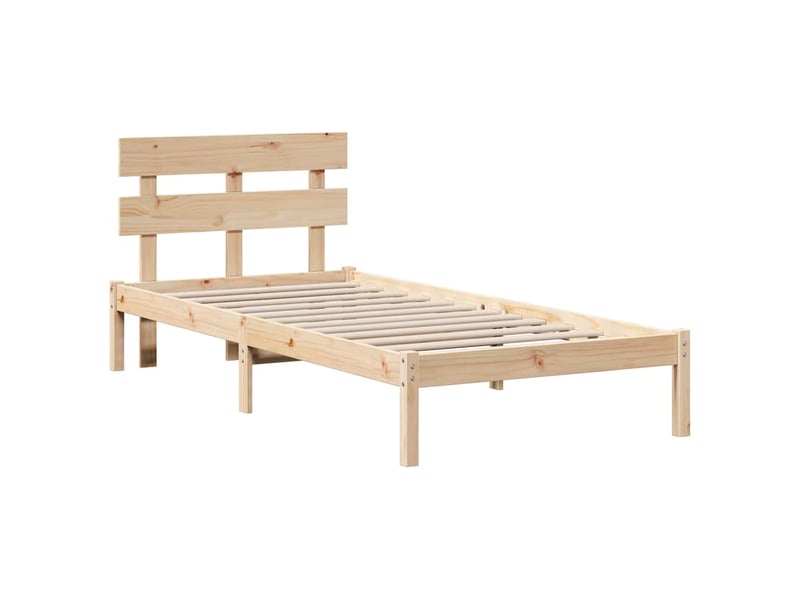  Lit simple- lit adulte -  cadre de lit marron 100 x 200 cm bois de pin massif  - Conforama C
