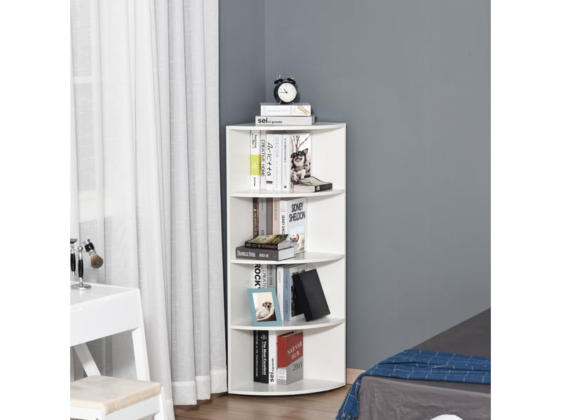  Bibliothèque d'angle murale à 4 étagères en bois blanc, 39,5 x 39,5 x 120 cm  - Conforama C