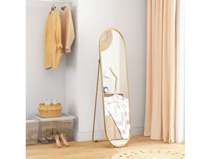 Miroir sur pied 160x40 cm ovale métal doré