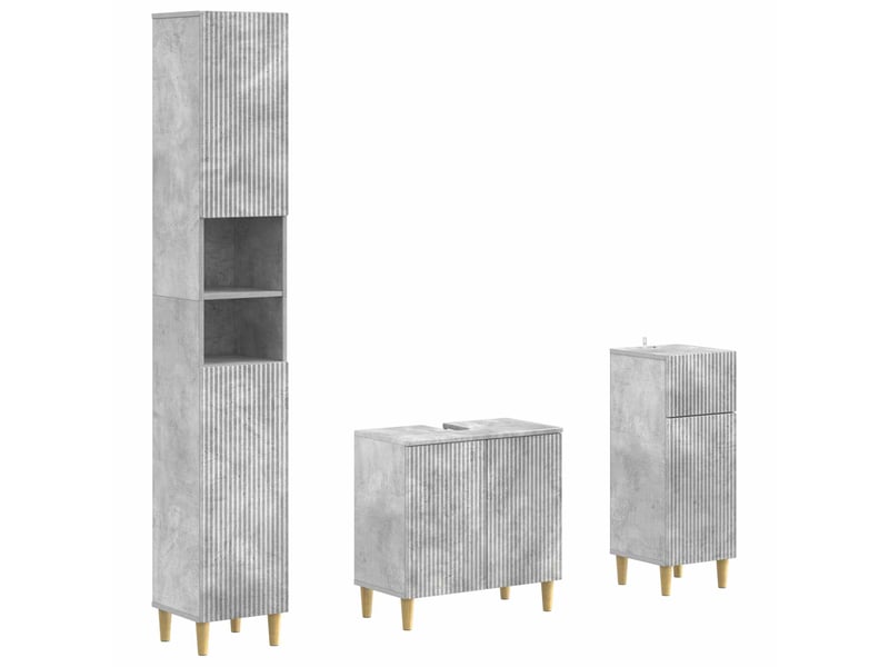 Ensemble de meuble de salle de bain 3 pièces arnhem gris béton cf63323 - Conforama A